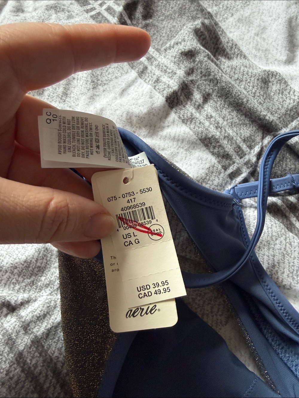 NWT AERIE SPARKLE STRAIGHT SCOOP BIKINI TOP - Picture 3 of 5